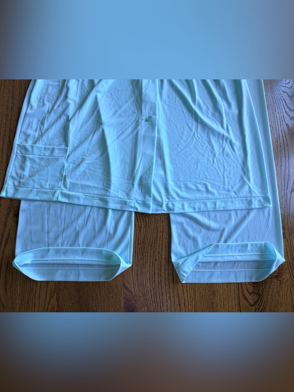 Shadowline Women's 38 Short-Sleeve Two-Piece Sleep Set with Floral Trim- Seafoam - Picture 3 of 16